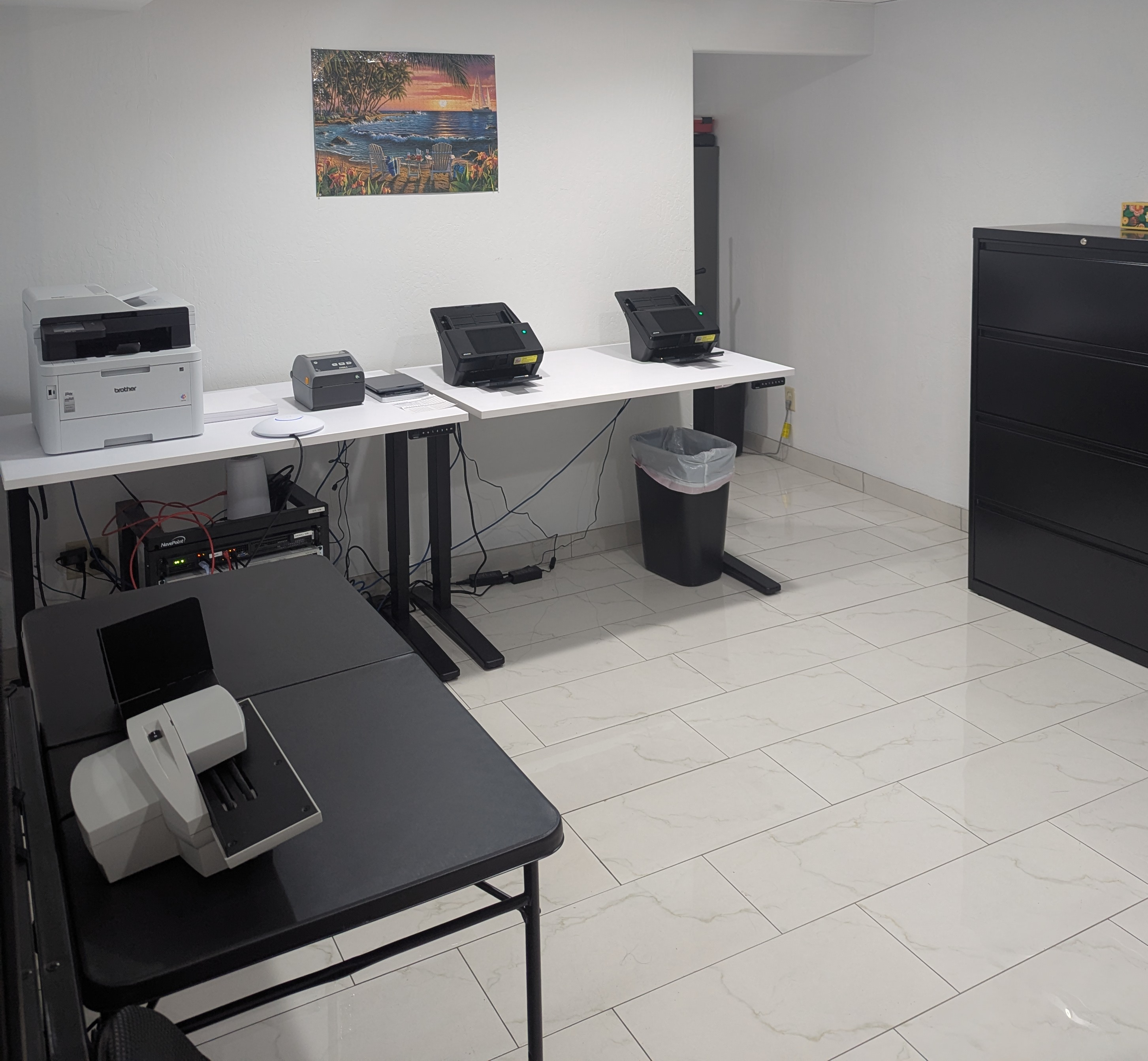 Inside our office mail room where your business mail is processed.