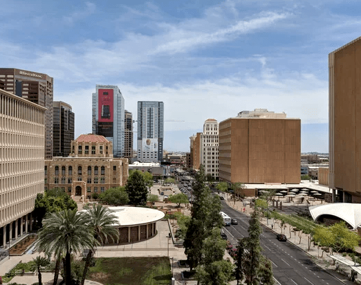 View of a busy street in Phoenix, Arizona.