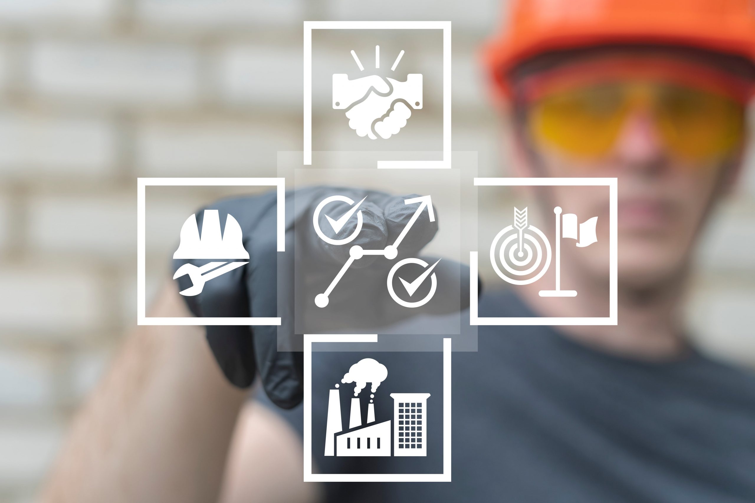 Graphic showing the process of manufacturing products.